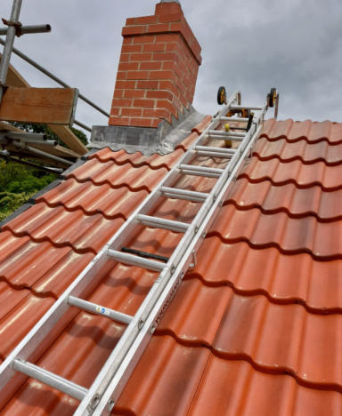 ladder on roof